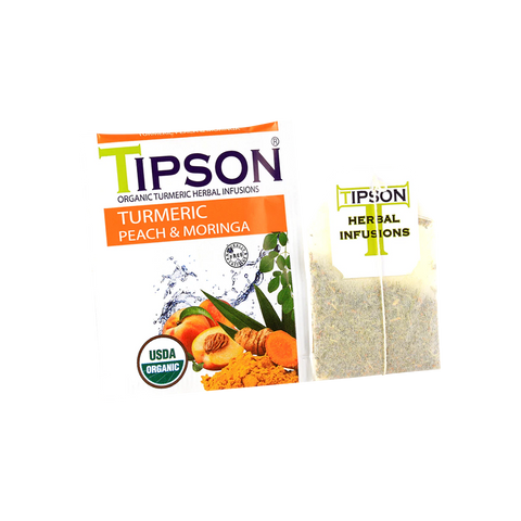 Organic Turmeric Peach & Moringa - 25 Enveloped Tea Bags